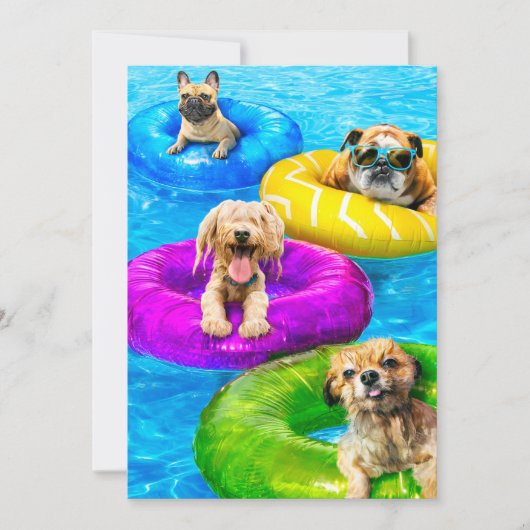 Hond Zwembad Feestje Kaart (Voorkant)