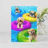 Hond Zwembad Feestje Kaart (Staand voorkant)