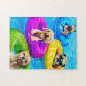 Hond Zwembad Feestje Legpuzzel (Horizontaal)