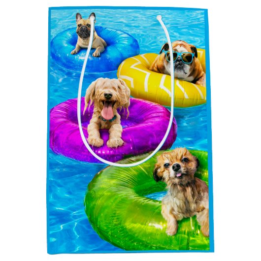 Hond Zwembad Feestje Medium Cadeauzakje (Voorkant)