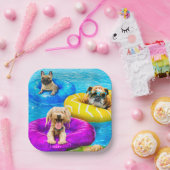Hond Zwembad Feestje Papieren Bordje (Feest)