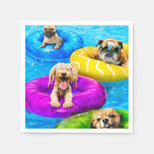 Hond Zwembad Feestje Servet (Voorkant)