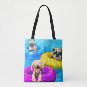 Hond Zwembad Feestje Tote Bag