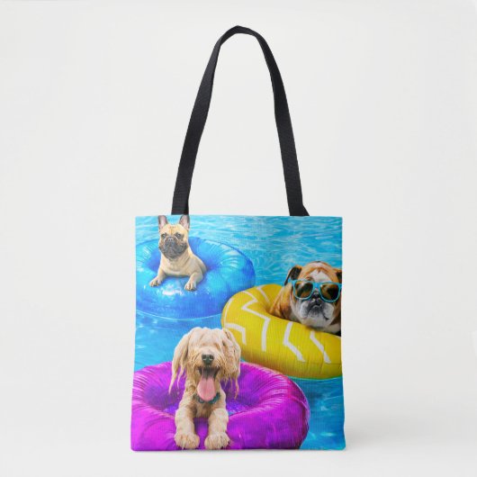 Hond Zwembad Feestje Tote Bag (Voorkant)