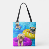 Hond Zwembad Feestje Tote Bag (Achterkant)