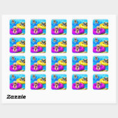 Hond Zwembad Feestje Vierkante Sticker (Vel)