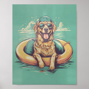 Hond Zwemmen, Grappige Hond .Hond , Honden Poster