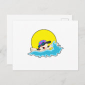 Hond zwemt met zwembril briefkaart (Voorkant / Achterkant)