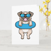 Hond zwemt met zwembril en zonnebril kaart (Gele Bloem)