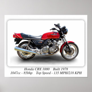 Honda CBX 1000-motorfiets - Afdrukformaat A3 Poste Poster