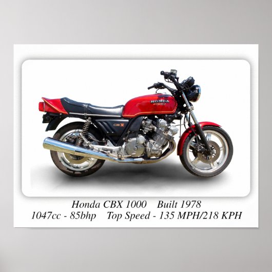 Honda CBX 1000-motorfiets - Afdrukformaat A3 Poste Poster (Voorkant)