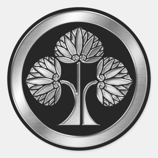 Honda Clan Kamon Silver Chrome Ronde Sticker (Voorkant)