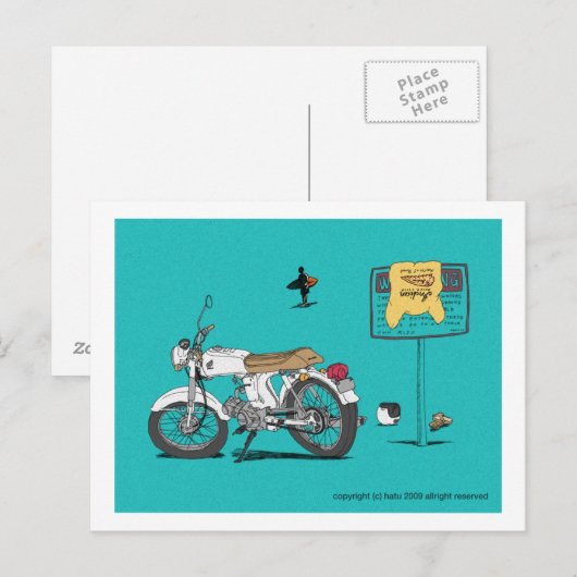 honda op het strand briefkaart (Voorkant / Achterkant)