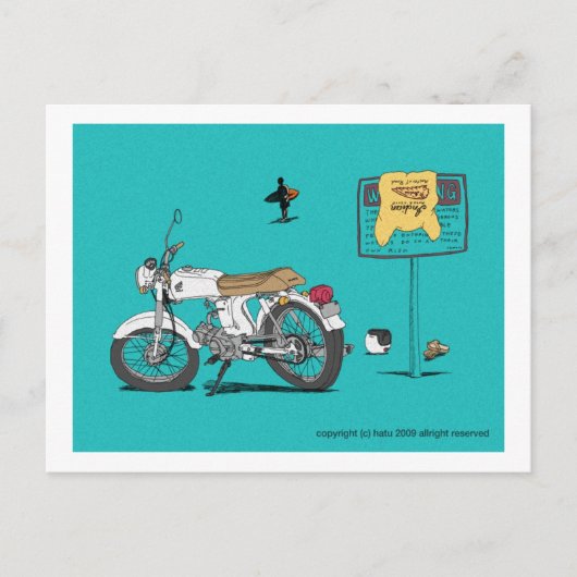 honda op het strand briefkaart (Voorkant)