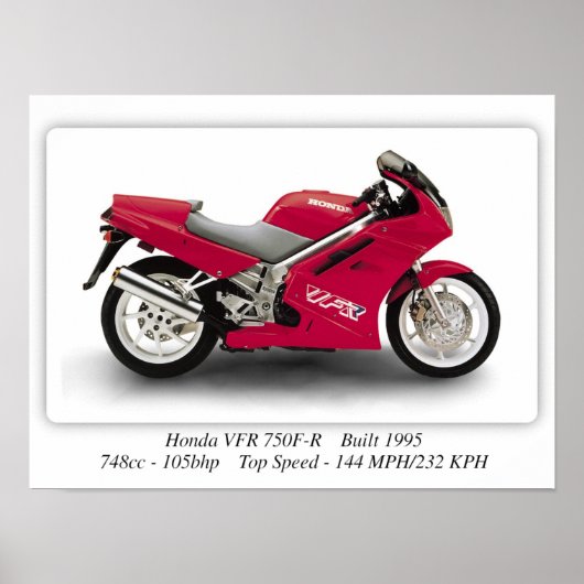 Honda VFR 750F-R motorfiets - A3 Poster (Voorkant)
