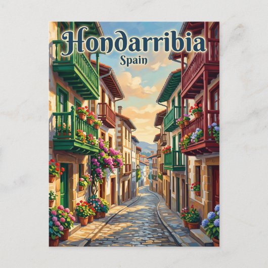 Hondarribia Oude Stad Spanje Briefkaart (Voorkant)