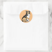hondehond ronde sticker (Tas)