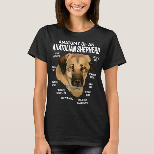 Honden 365 Anatomie van een Anatolian Shepherd Dog T-shirt (Voorkant)