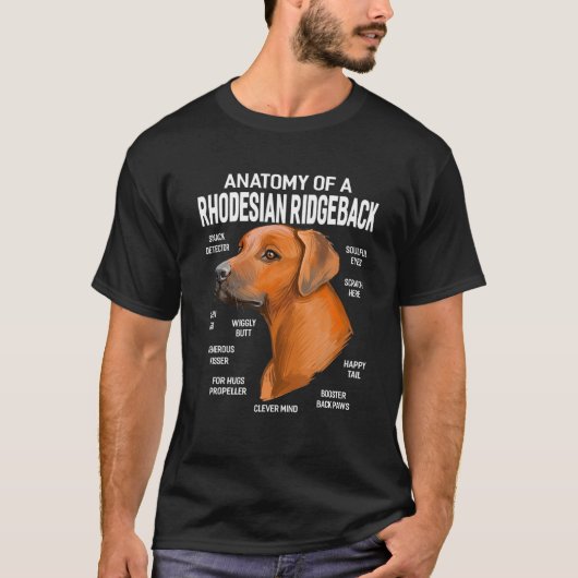 Honden 365 Anatomie van een Rhodesiaanse Ridgeback T-shirt (Voorkant)
