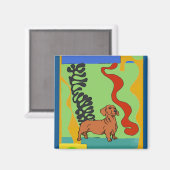 Honden, Abstract Dachshund, tekst toevoegen Magneet (Voorkant / Achterkant)