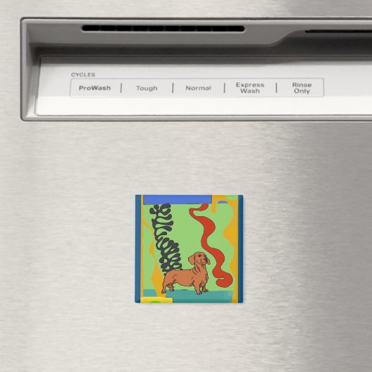 Honden, Abstract Dachshund, tekst toevoegen Magneet (Insitu (Vaatwasser))