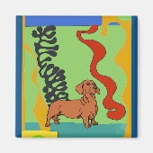 Honden, Abstract Dachshund, tekst toevoegen Magneet (Voorkant)