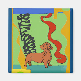 Honden, Abstract Dachshund, tekst toevoegen Magneet