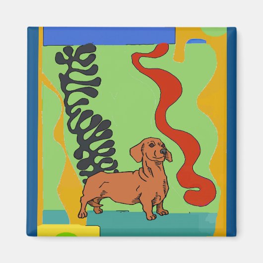 Honden, Abstract Dachshund, tekst toevoegen Magneet (Voorkant)