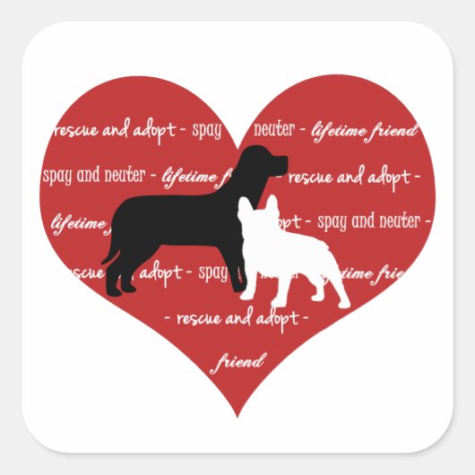 Honden adoptie reddingsboksticker plein vierkante sticker (Voorkant)