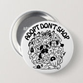 Honden Adoptie Reddingsknop Ronde Button 7,6 Cm (Voorkant /achterkant)