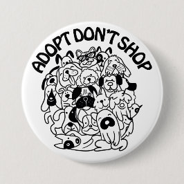 Honden Adoptie Reddingsknop Ronde Button 7,6 Cm