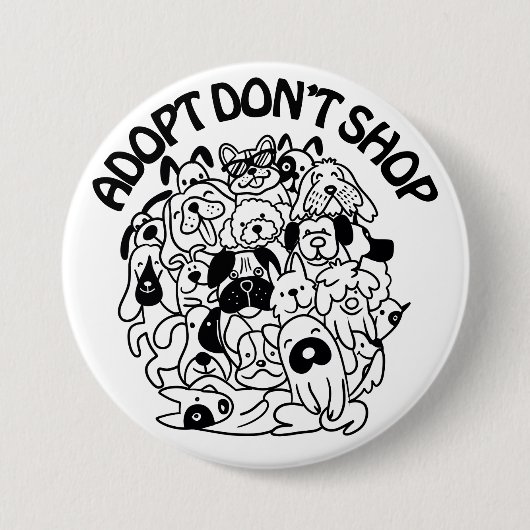 Honden Adoptie Reddingsknop Ronde Button 7,6 Cm (Voorkant)