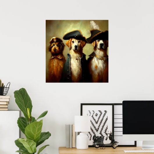 Honden als drie musketiers poster (Thuiskantoor)