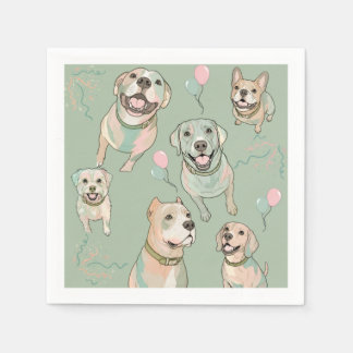 Honden & Ballonnen Cocktailservet Sagegroen Servet