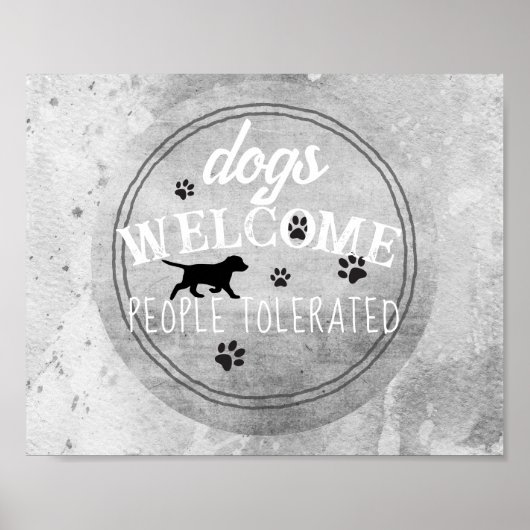 honden begroeten mensen getolereerd grijs en wit d poster (Voorkant)