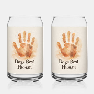 Honden Beste Mens Schilderachtige Handafdruk Kan Blikvorm Glas