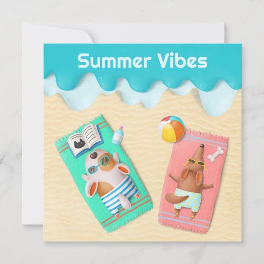 Honden bij Beach Summer Vibes Notitiekaartje (Voorkant)
