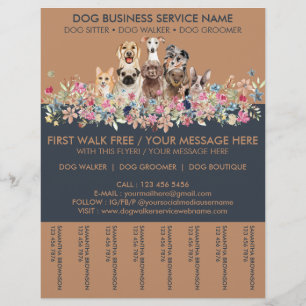 Honden bij de bloemen afspraak ticket onderneming flyer