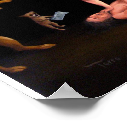 'Honden bij Mangevecht' 14x10 afdrukken Poster (Hoek)