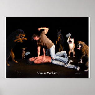 'Honden bij Mangevecht' 14x10 afdrukken Poster