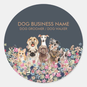 Honden Bloem Print Ronde Sticker