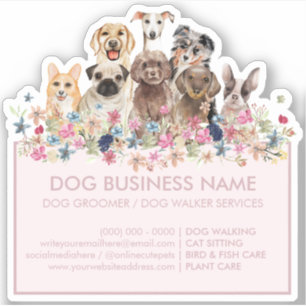 Honden Bloemen Blush Roze Rechthoekig Frame Sticker