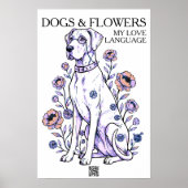 Honden & Bloemen Great Dane Kunstprint Poster (Voorkant)