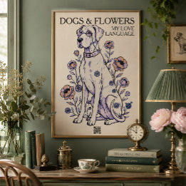 Honden & Bloemen Great Dane Kunstprint Poster