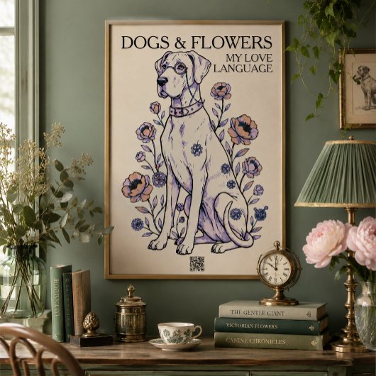 Honden & Bloemen Great Dane Kunstprint Poster