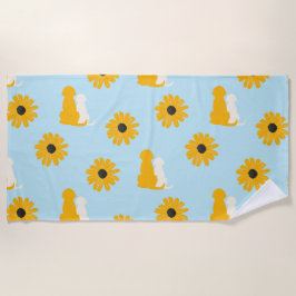 Honden, bloemen, keukenhanddoek strandlaken