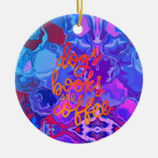 Honden boeken en koffie abstract keramisch ornament