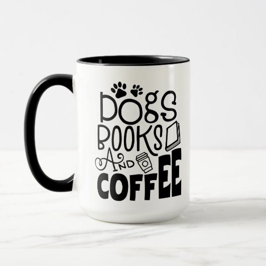 Honden, boeken en koffie mok (Links)