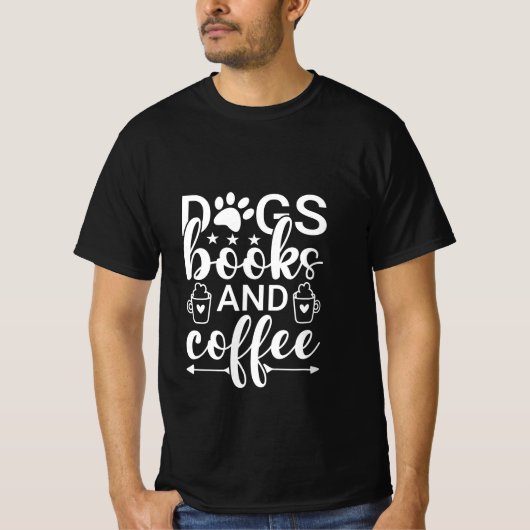 Honden, boeken en koffie t-shirt (Voorkant)