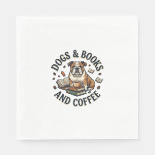 Honden Boeken Koffie Bulldog Stapel Beker_1 Servet